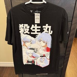 Hypland Inuyasha collab Black Anime Graphic T-Shirt